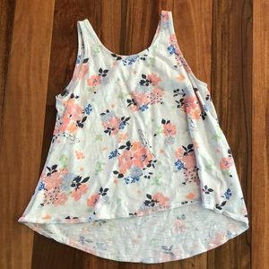 Fun bright floral high to low tank top